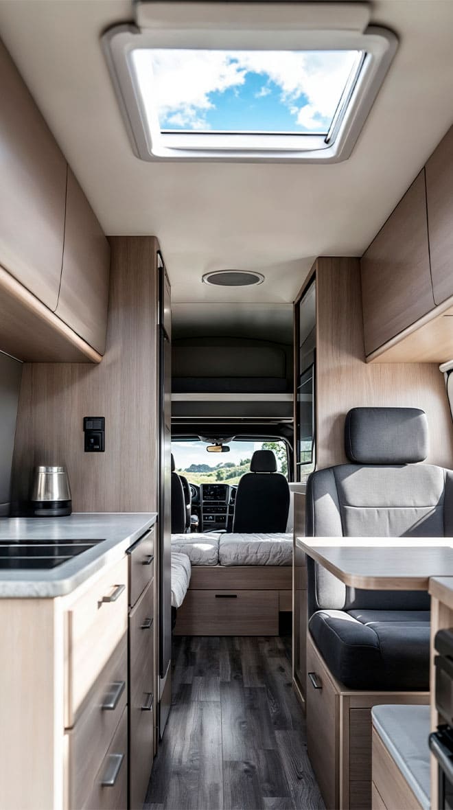 Interior de una autocaravana revisada